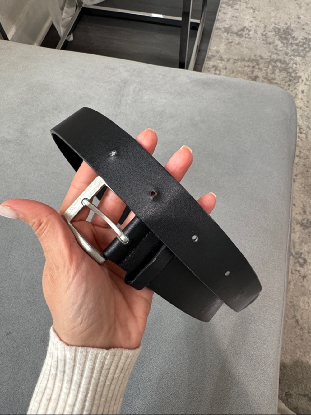 Zara Black vegan Leather Belt with Silver Buckle